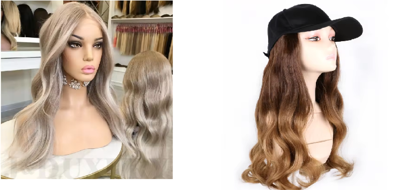 Bundle of Long Wavy Synthetic Wig and Silk Base Lace Wig